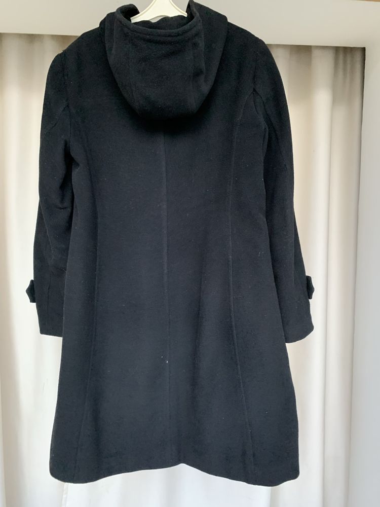 Пальто женское с капюшоном черное на молнии H&M