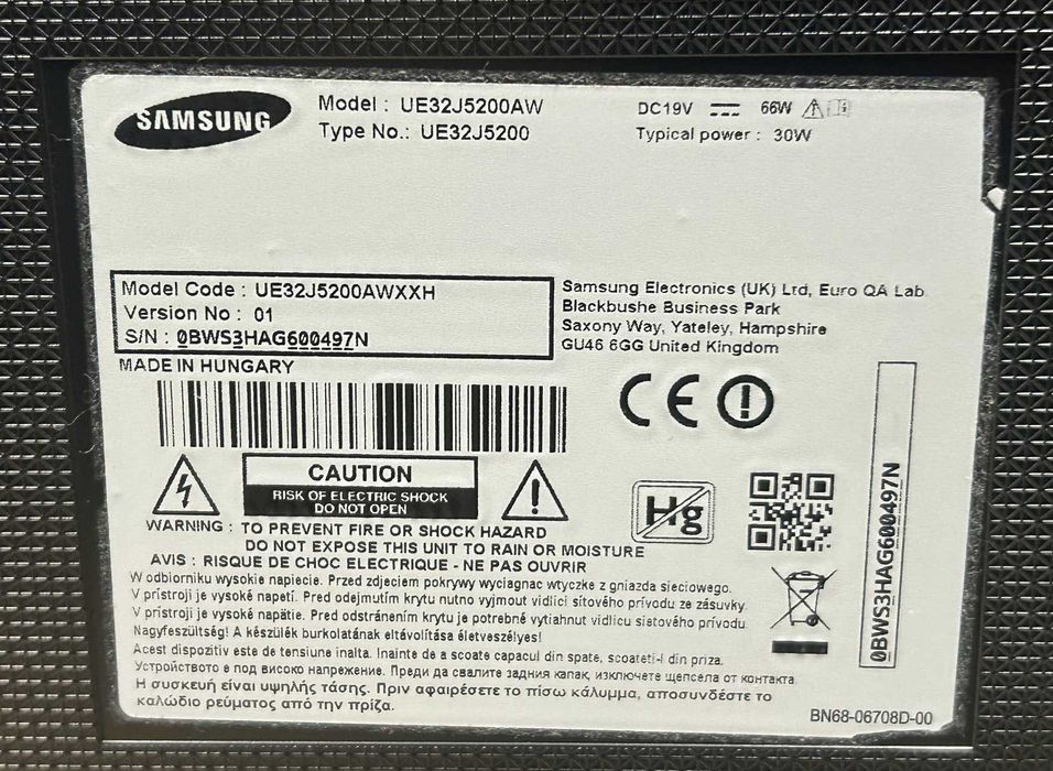 Telewizor SAMSUNG UE32J5200AWXXH +zasilacz+ pilot