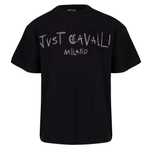 JUST CAVALLI milano męski t-shirt Nowość EMBROIDERY LOGO BLACK
