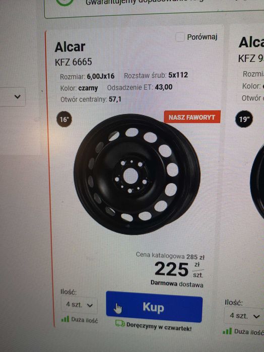 felgi stalowe 16 czarne skoda - vw