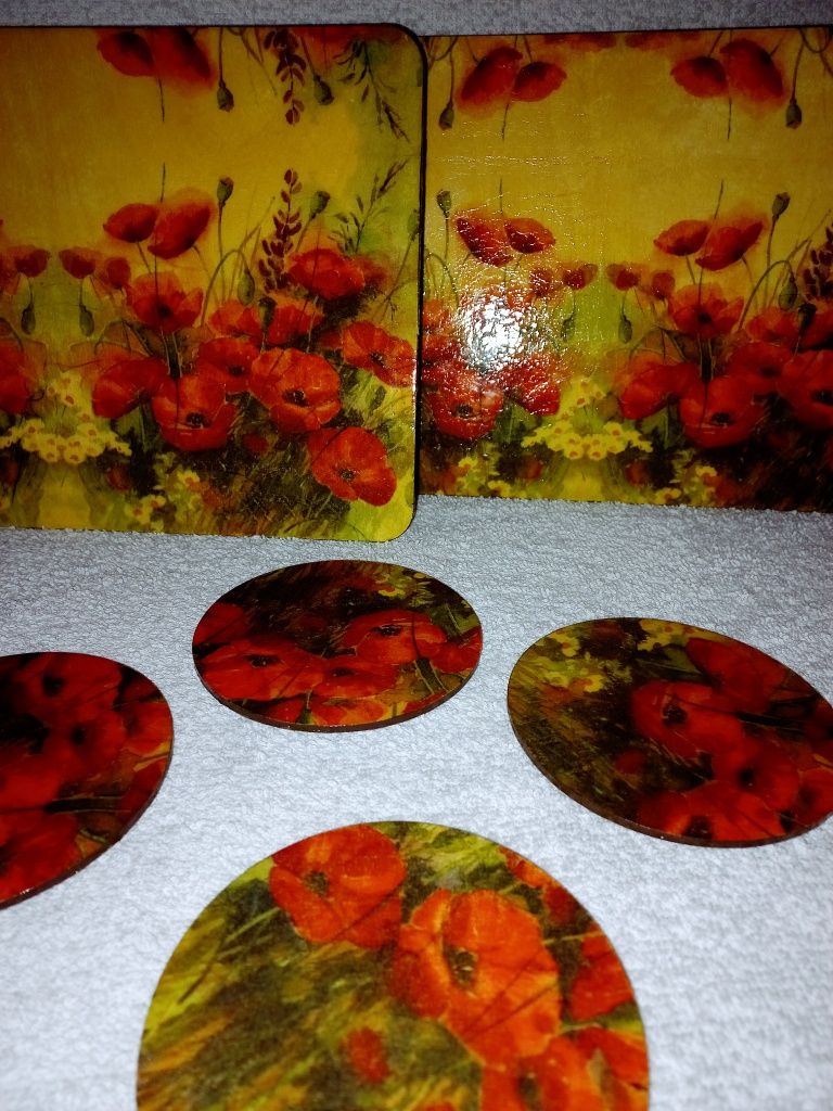 Zestaw podstawek, decoupage, hand made