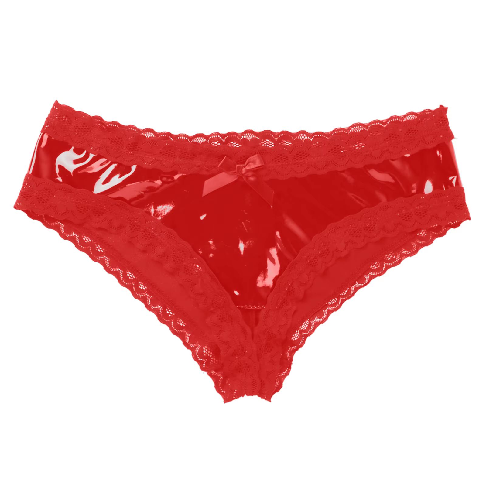 Damskie Latexowe Otwarte Majtki z Koronką - XL