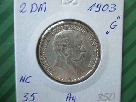 Srebrna moneta 2 DM z 1903 r. ,,G,,. ORYGINAŁ !!!