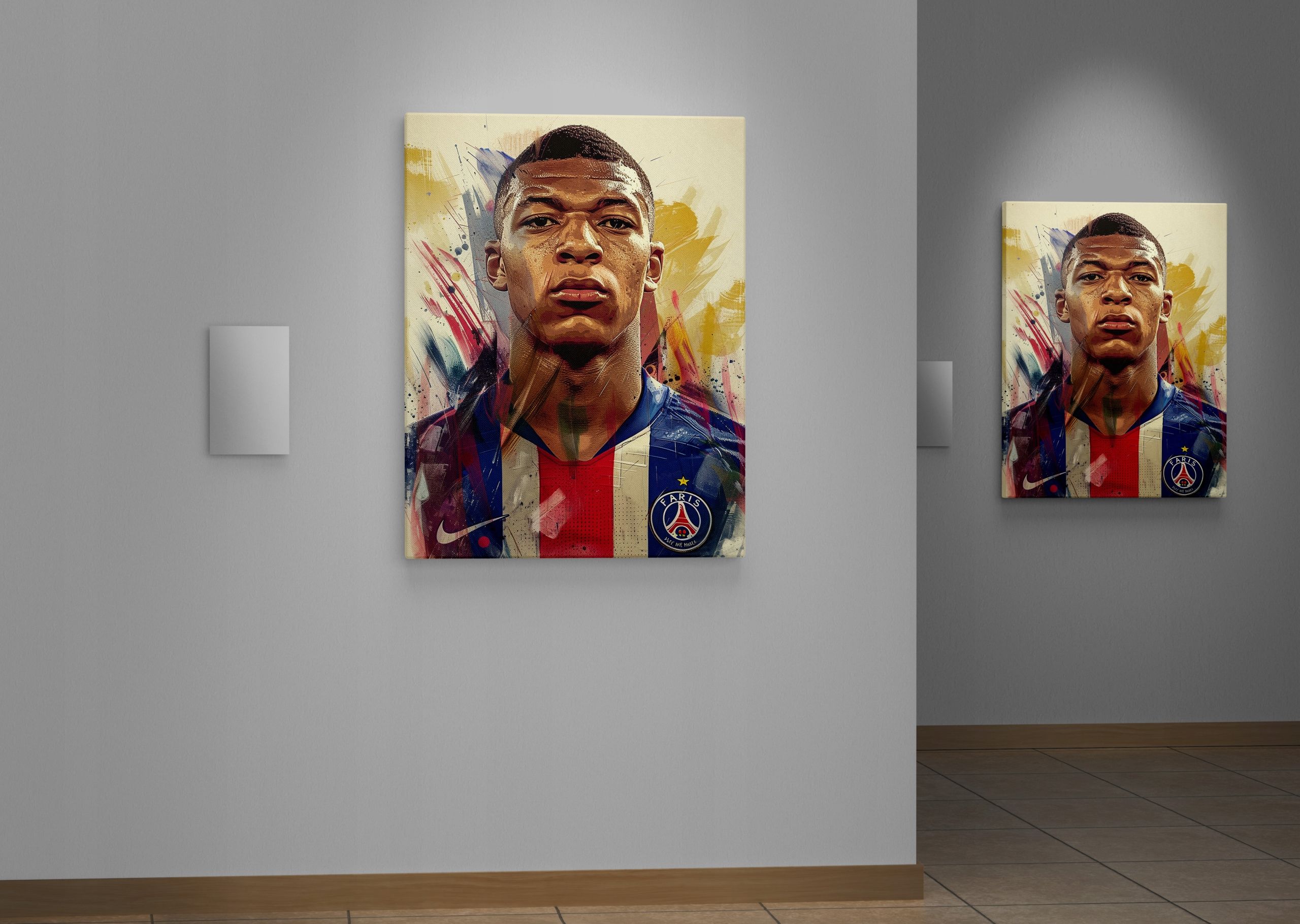 Nowoczesny Portret Kylian Mbappé na płótnie 60x80 cm do salonu