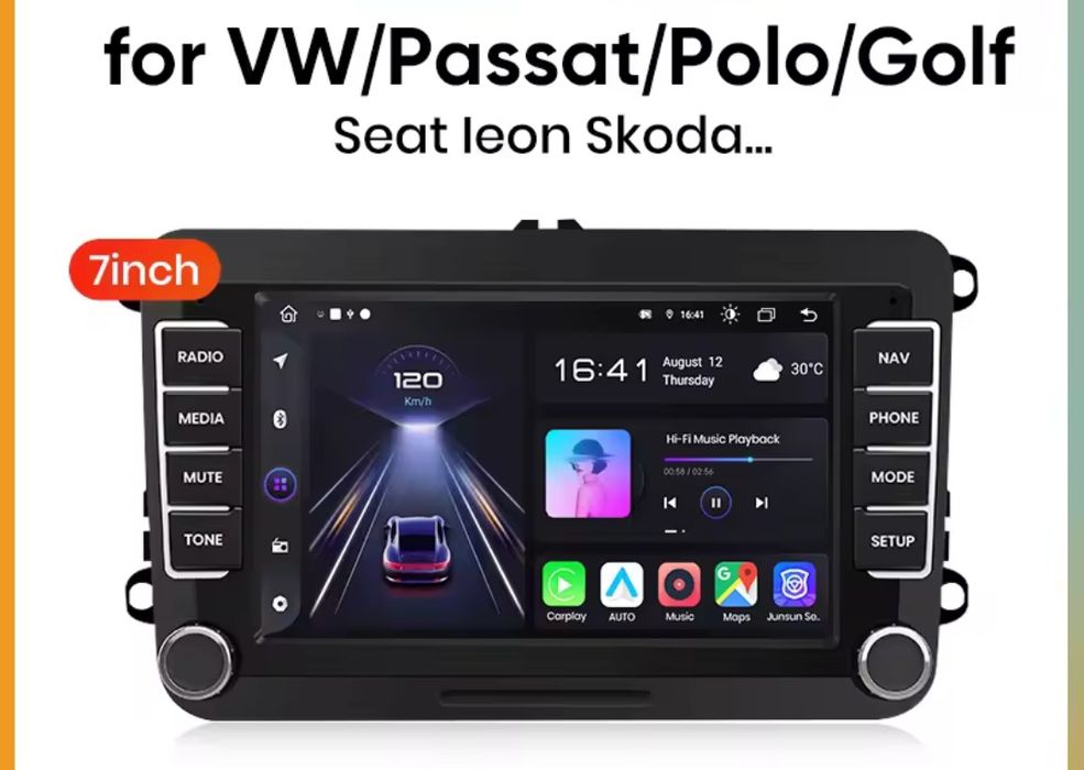 Rádio Android Volkswagen Seat Skoda CARPLAY WIFI GPS BT Canbus NOVO
