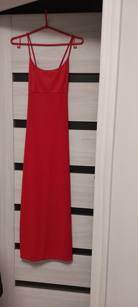 Długa sukienka suknia S M new look czerwona na ramiączkach