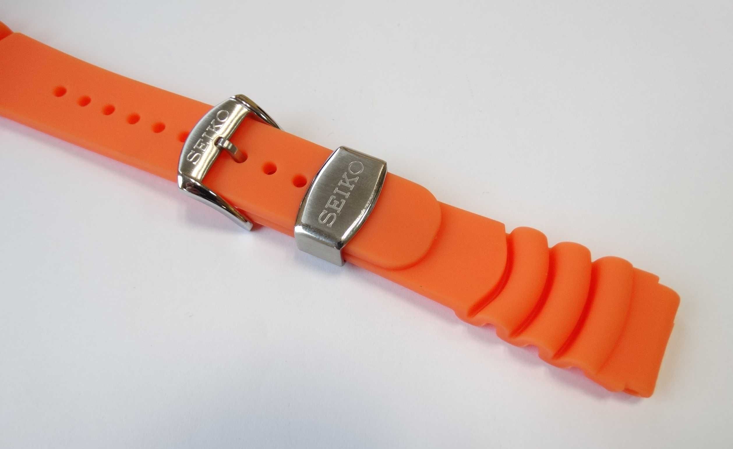 Gumowy pasek do zegarka Seiko SKX Prospex 20mm pomarańczowy silikonowy