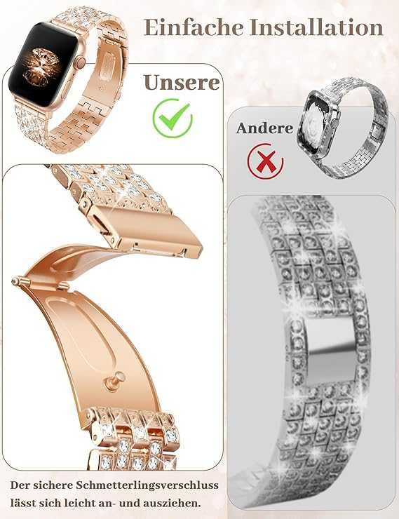 JRDM bransoleta Z DIAMENTAMi do Apple Watch SE 9/8/7/6/5 42/44/45/49mm