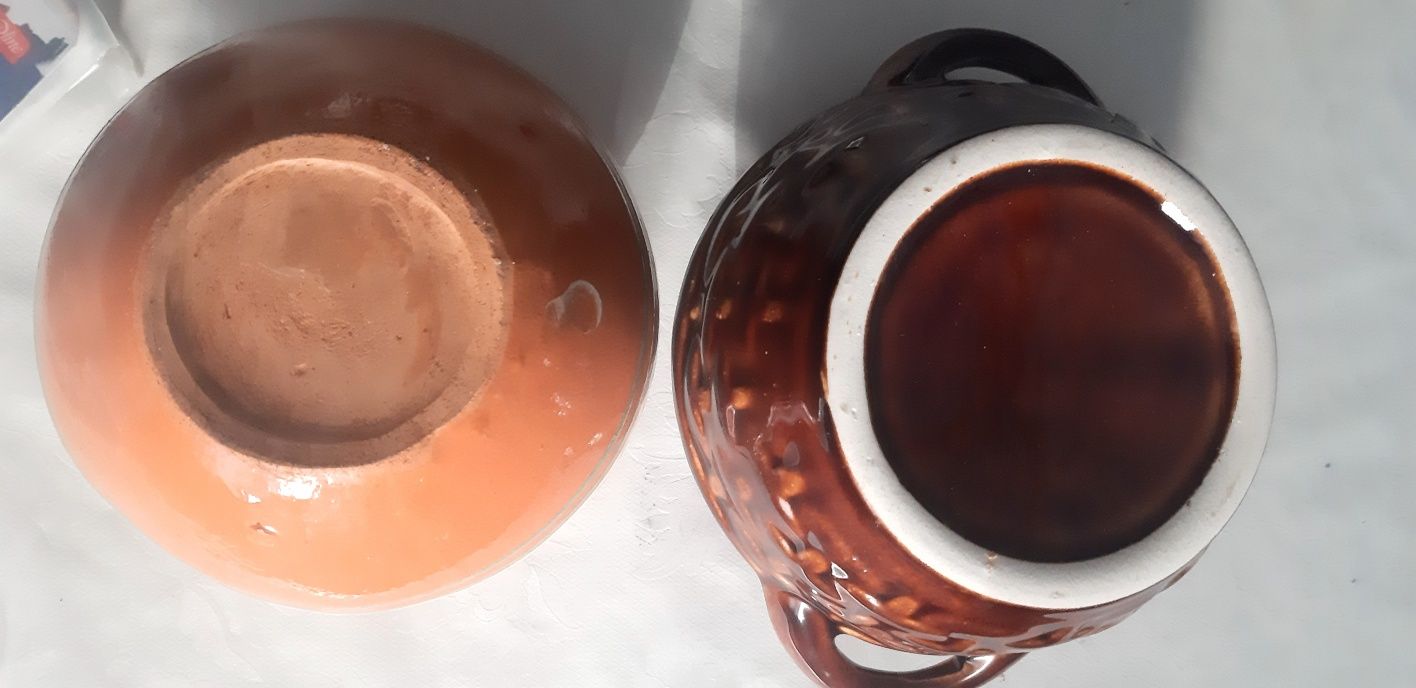 Горшочек запекания 2 светлых, 4 тёмных, 2 с рисунком, колобок, глина