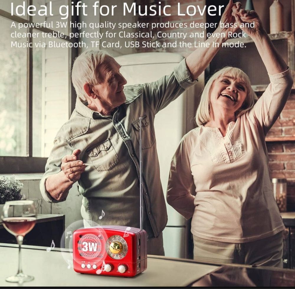 Przenośne Radio PRUNUS J-160 Vintage Bluetooth FM