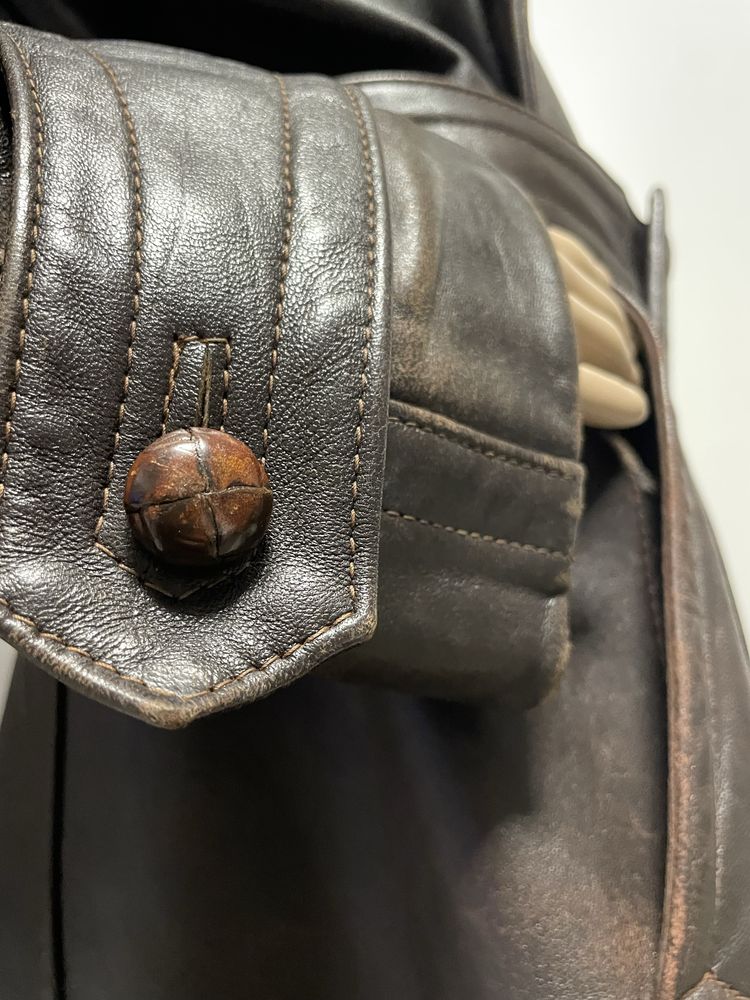 Męski płaszcz skórzany skóra naturalna Vintage 46 S 50s/60s