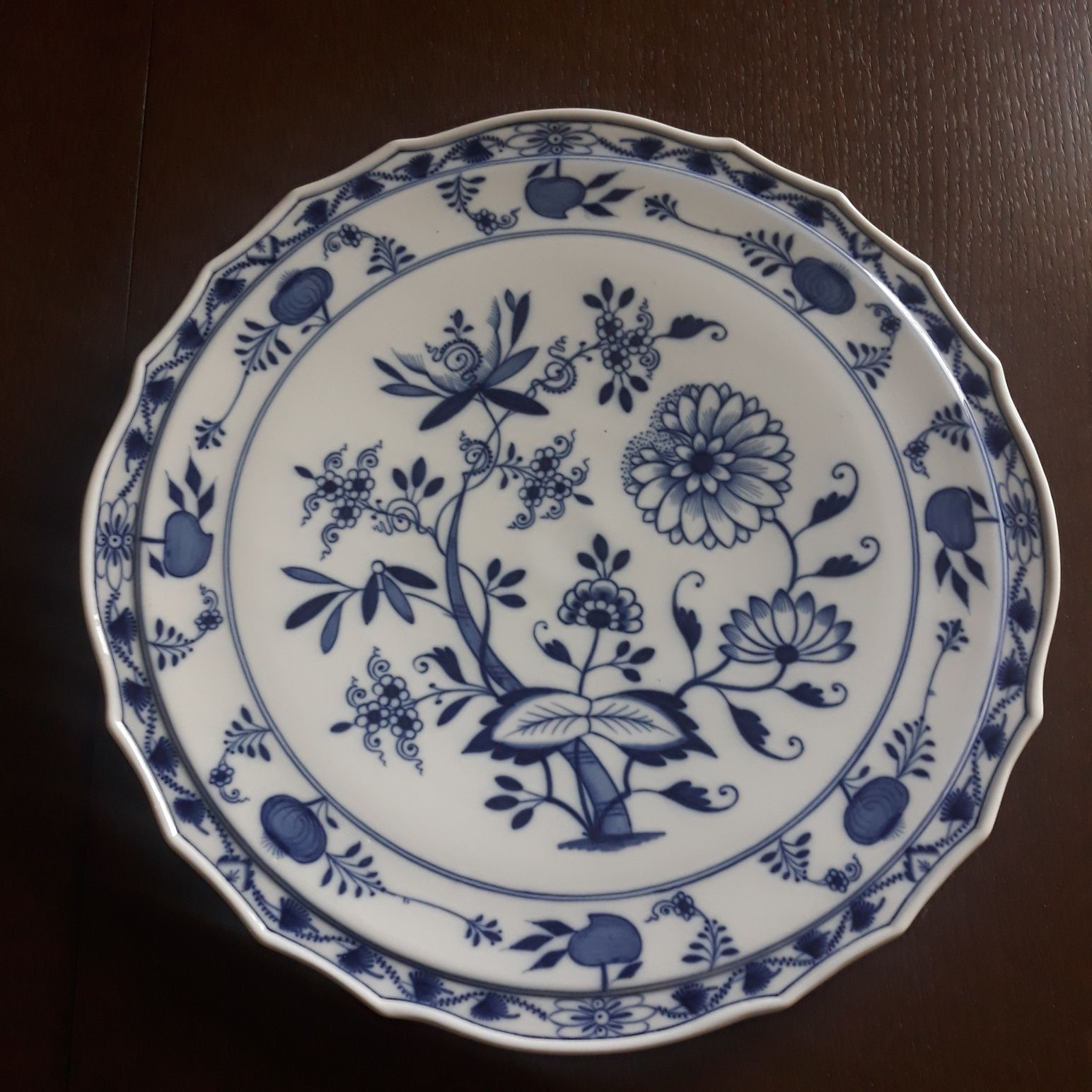 sr 37 cm - duza patera/talerz porcelana kobalt antyk unikat sygnowana