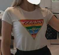 Guess biały t-shirt koszulka kolorowa diamenty oryginalna rozm.S