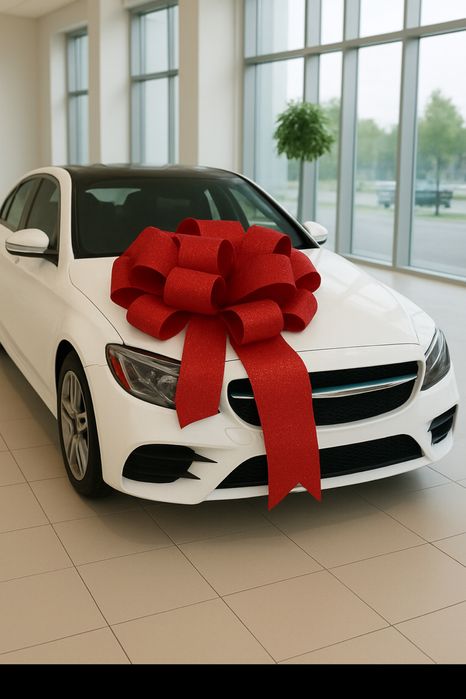Бант на авто червоний, оренда банта на машину Київ, прокат бантів