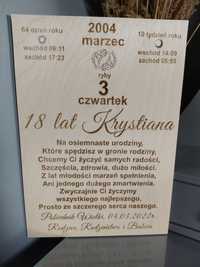 Drewniana kartka z kalendarza na 18 urodziny 30 40 50 prezent 60 70 80