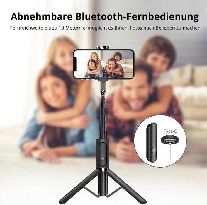 Uchwyt statyw selfie stick ATUMTEK 140cm czarny tripod do telefonu