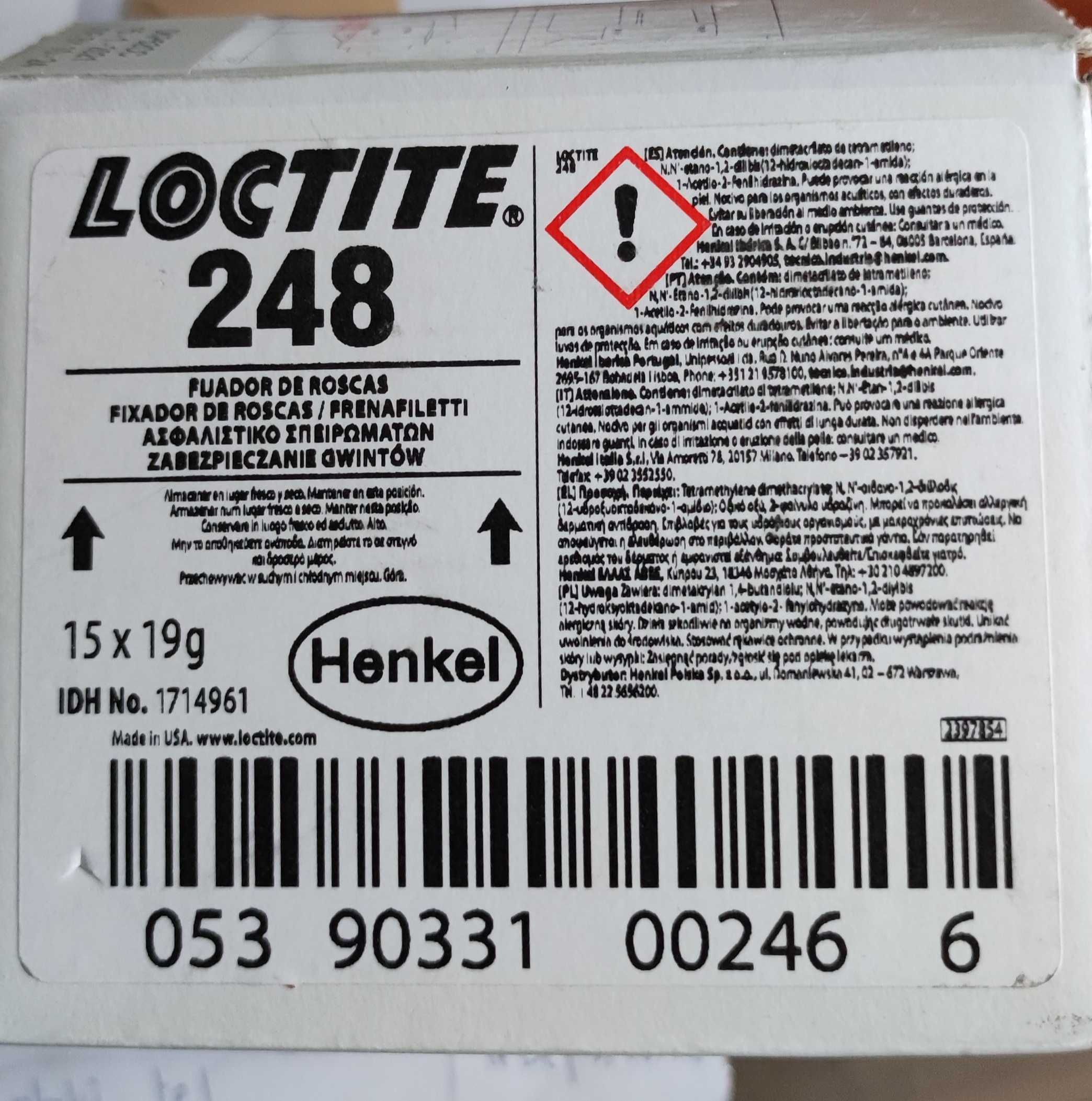 SUPER klej do gwintów LOCTITE 248 19g w sztyfcie -50% TANIO niebieski