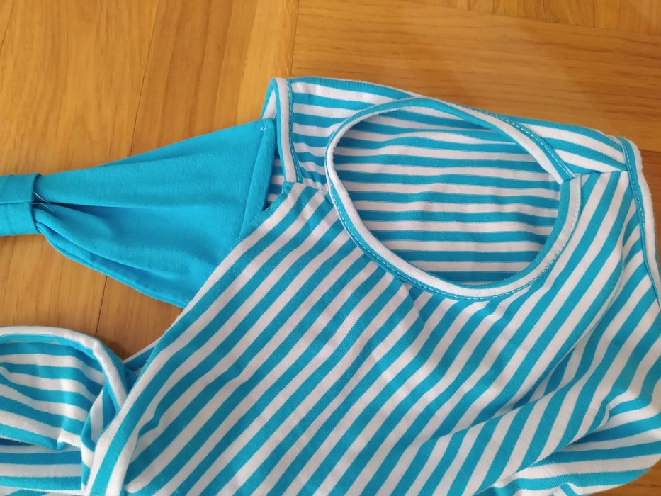 Bluzka dłuższa tunika S/M z kokardka na plecach wycięte ramiona