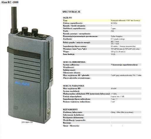 Zestaw krótkofalówek ALAN RC-1000