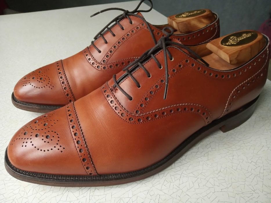 Кожаные туфли оксфорды, броги, LOAKE, Made in England, размер 9.5