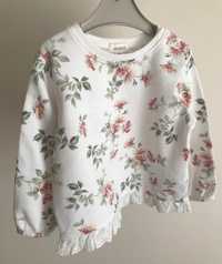 Śliczna bluza Newbie r.80 w kwiaty z koronką, stan idealny