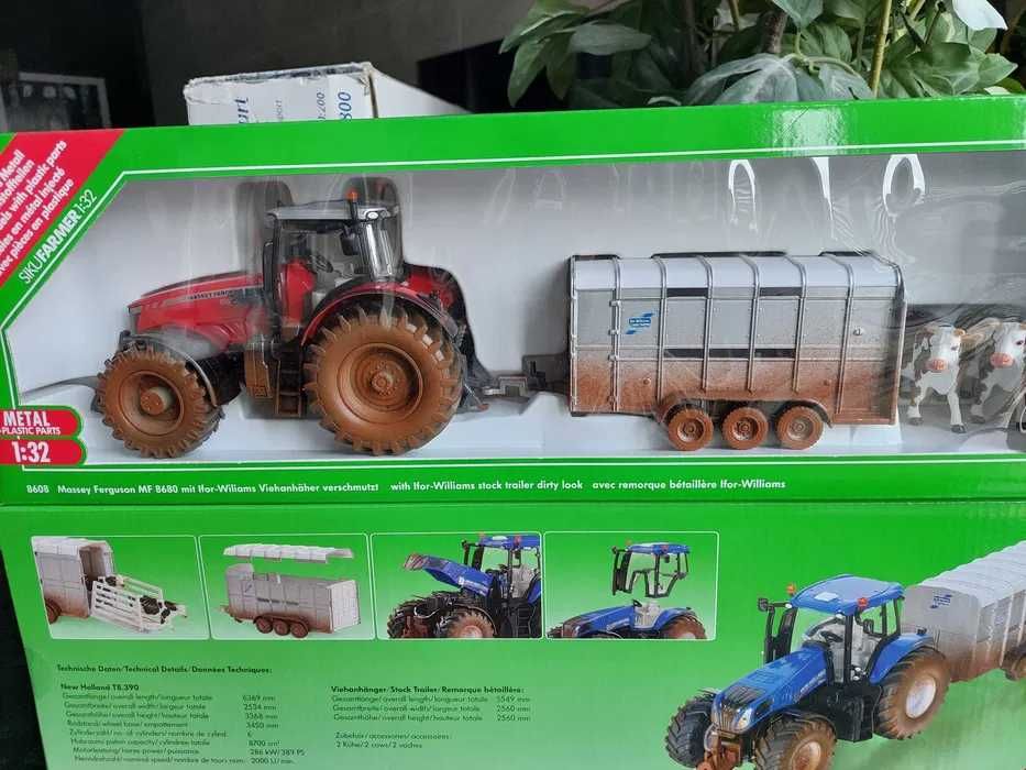 Siku 8608 Massey Ferguson 8680+ przyczepa z krowami 1:32