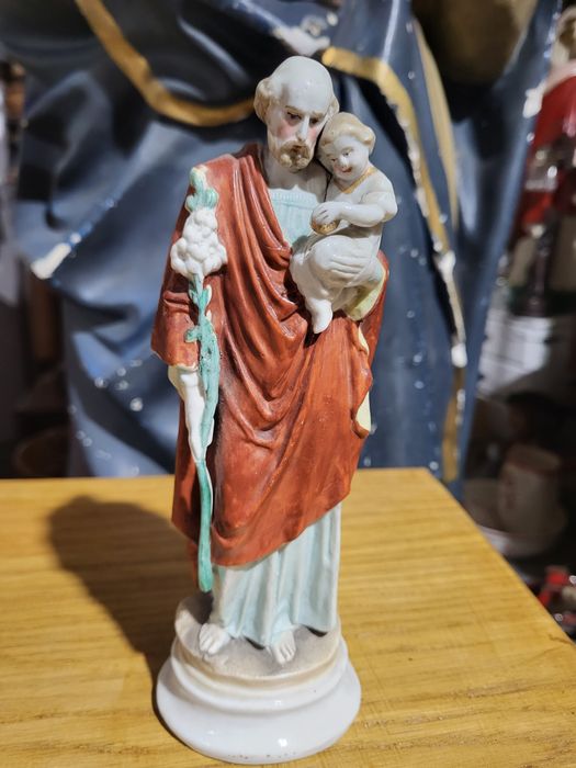 Stara figurka Święty Józef opiekun Jezusa biskwit