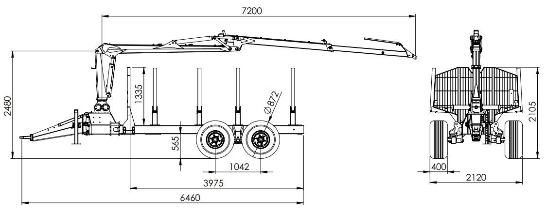 BMF 10T2 PRO 720 Przyczepa Leśna Zrywkowa  Wózek Zrywka