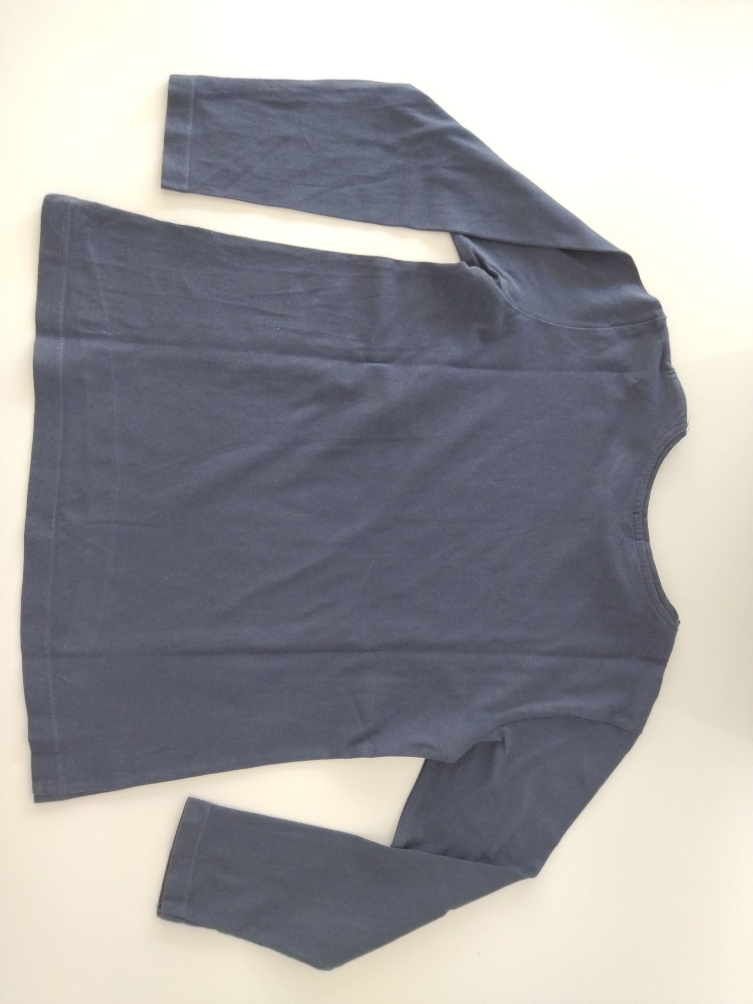 Camisola fina de manga comprida, azul marinho, tamanho 7-8 anos