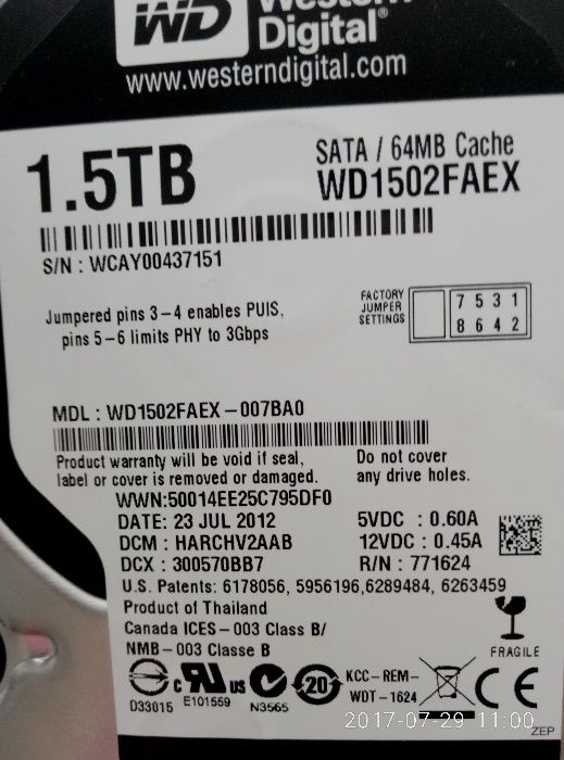 Жесткий диск 1,5 TB Western Digital Caviar Green
