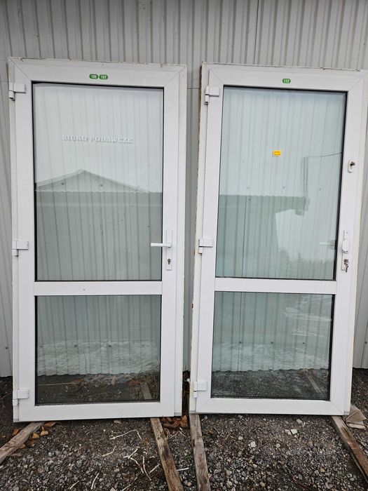 DRZWI Zewnętrzne Plastikowe PCV Wejściowe Przeszklone 100x210cm 2 szt