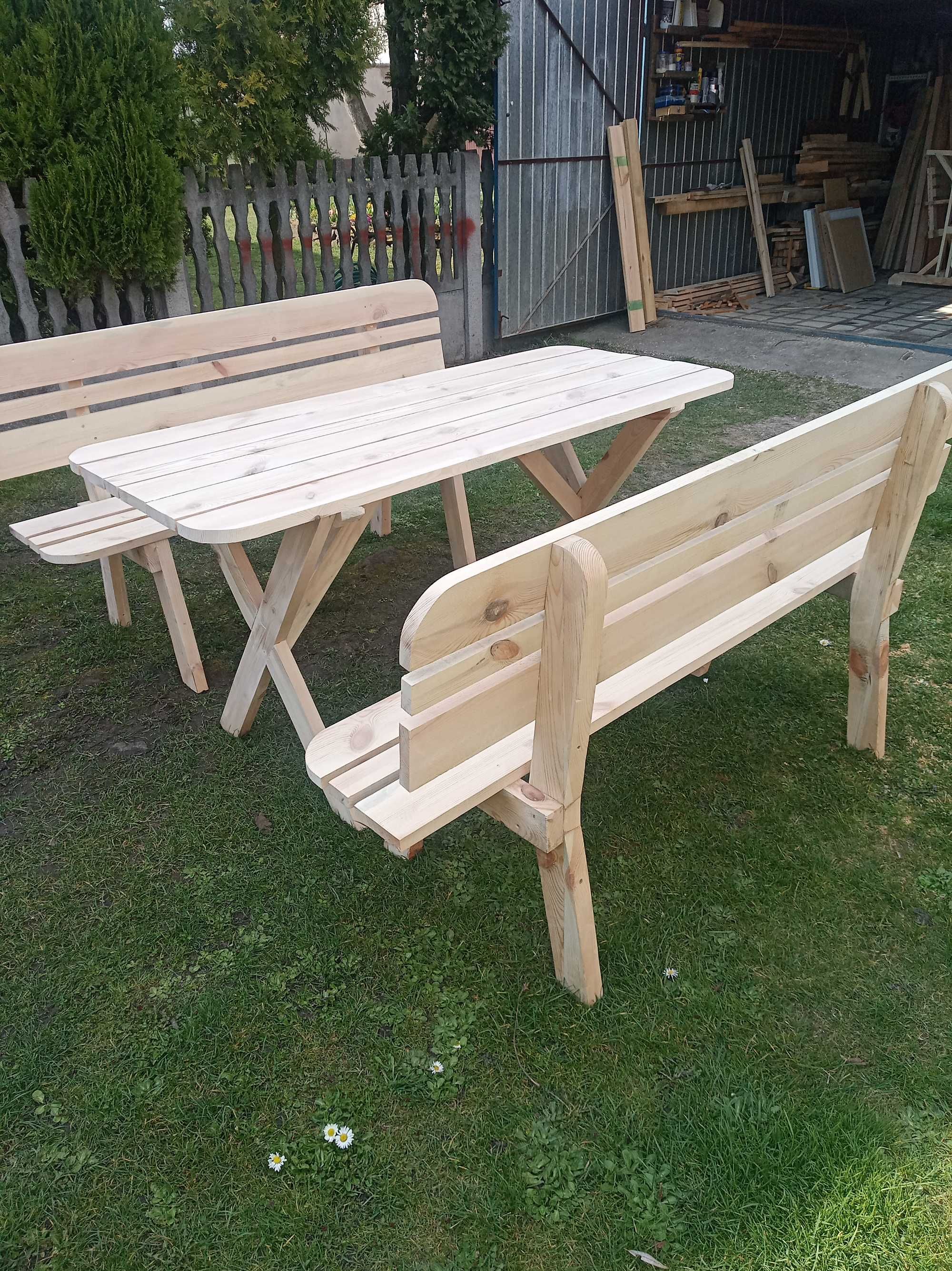 Stół + ławki do ogrodu, na taras