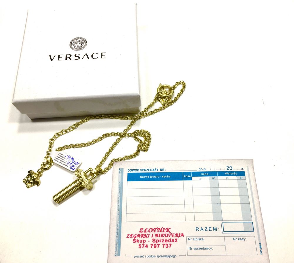Złoty Damski naszyjnik VERSACE•pr•585•pozłacany ogniowo 14K
