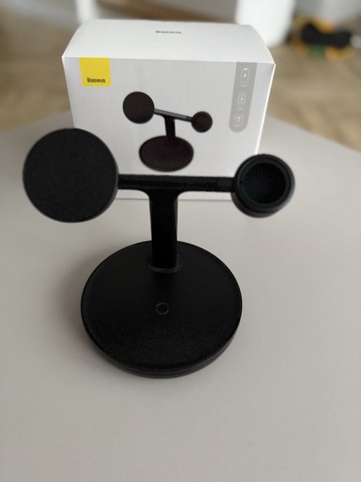 Ładowarka indukcyjna BASEUS Swan 3w1 15W Czarna Qi MagSafe