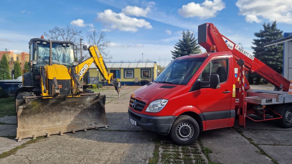 Wynajem podnośnika koszowego 22m i koparko-ładowarki