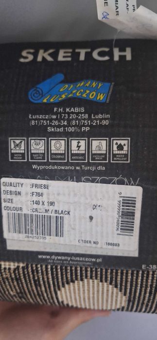 Dywan DYWANY ŁUSZCZÓW Sketch F764, czarny/biały, kropki, 140x190 cm