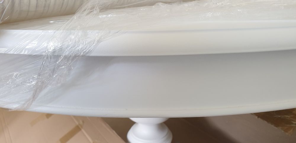 Stół okrągły biały rozkładany 120-180 cm - nowy