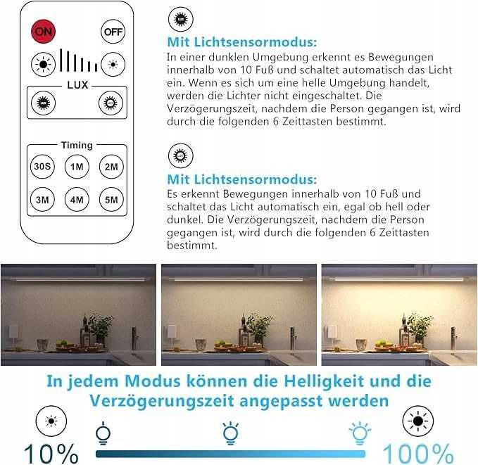 Lampa pod szafkowa LED z Czujnikiem Ruchu i Pilotem Zmienna Barwa