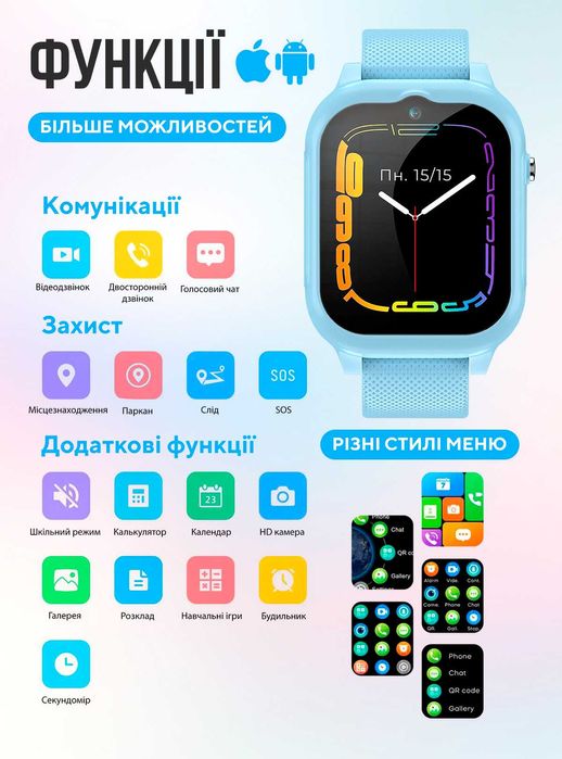 Дитячий смарт годинник K26pro з GPS і прослуховуванням з сім картою
