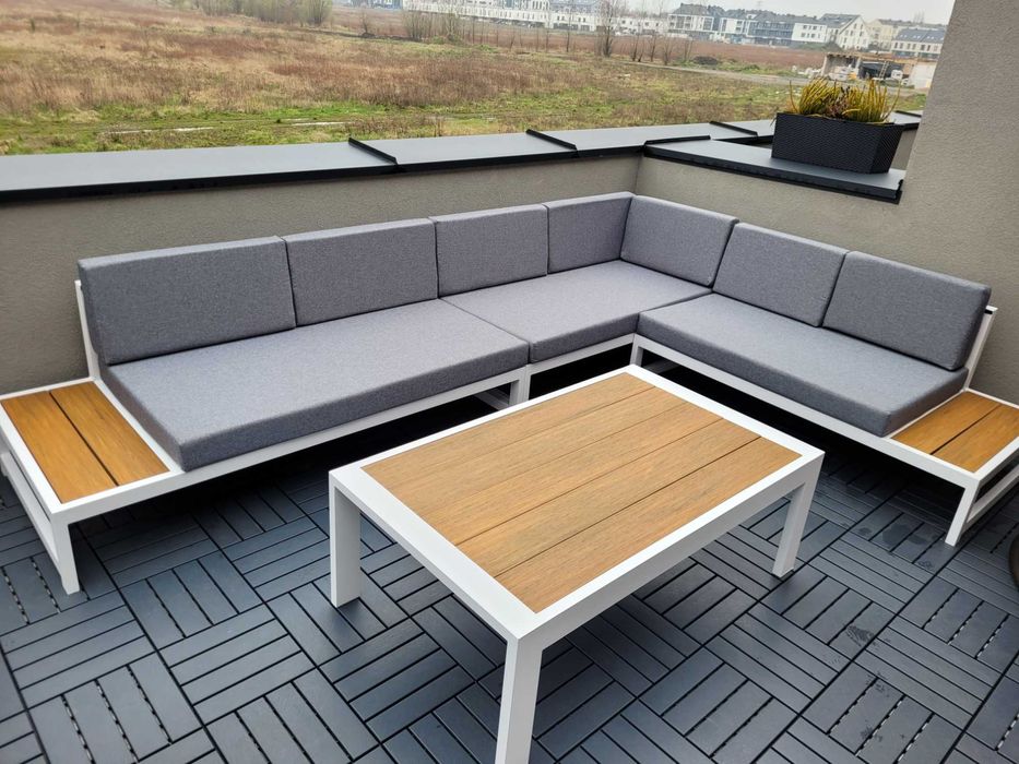 Meble tarasowe ogrodowe ALUMINIOWE narożnik na taras solidny profil