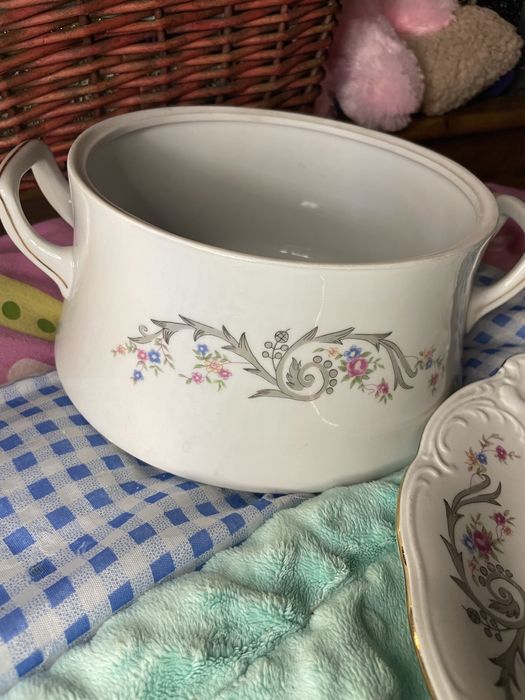 Zestaw porcelanowy Wałbrzych talerz plus misa