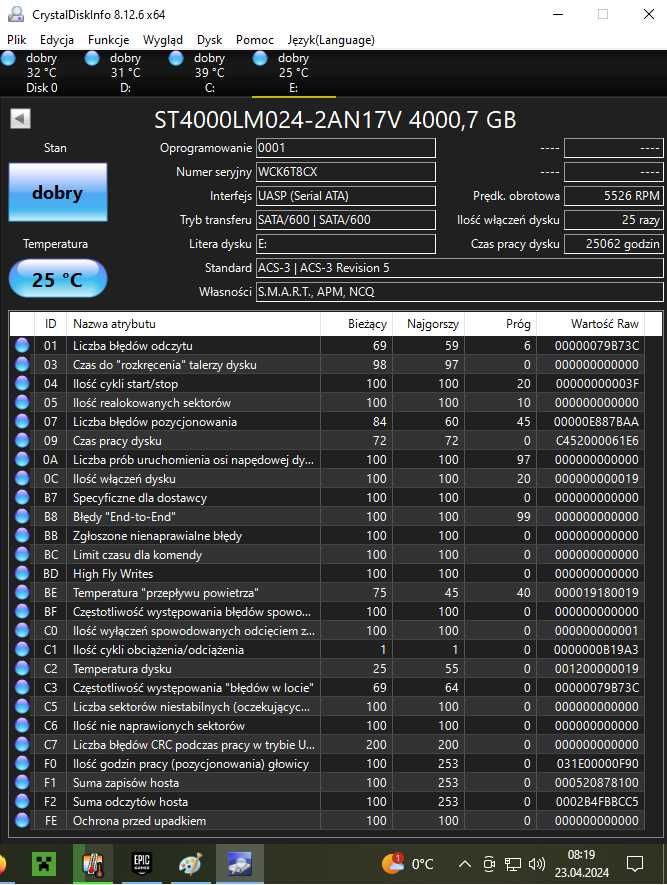 Dysk Seagate 4TB Sprawny USB