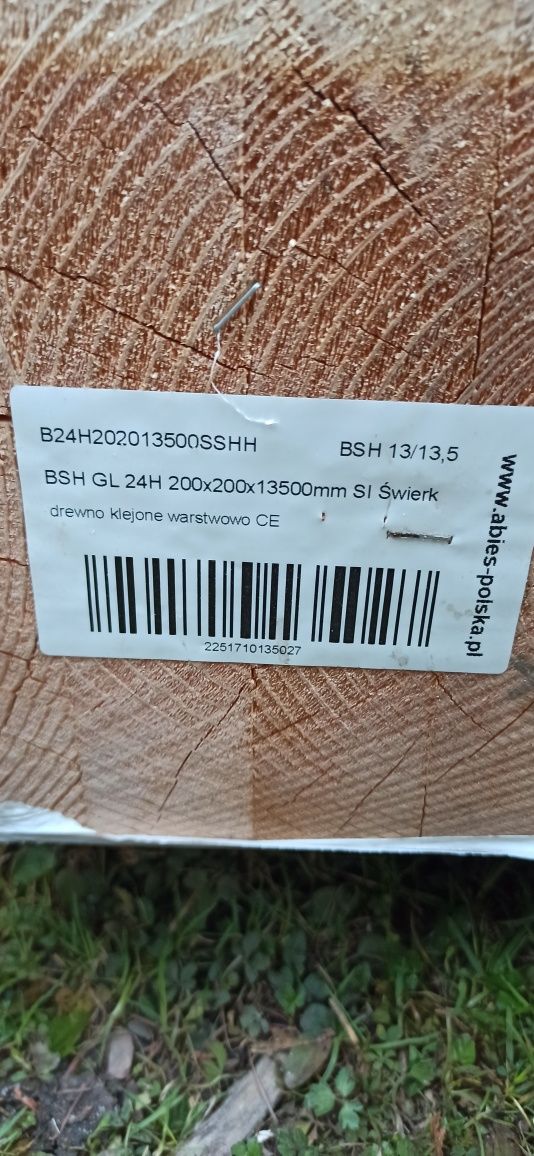 OKAZJA !!! Belka,kantówka ,drzewo konstrukcyjne C24  3m dł.  20cm x 20