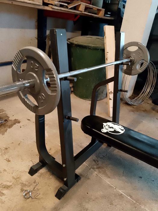 Zestaw ławeczka gorilla obciążenie olimpijskie 107kg plus gryf