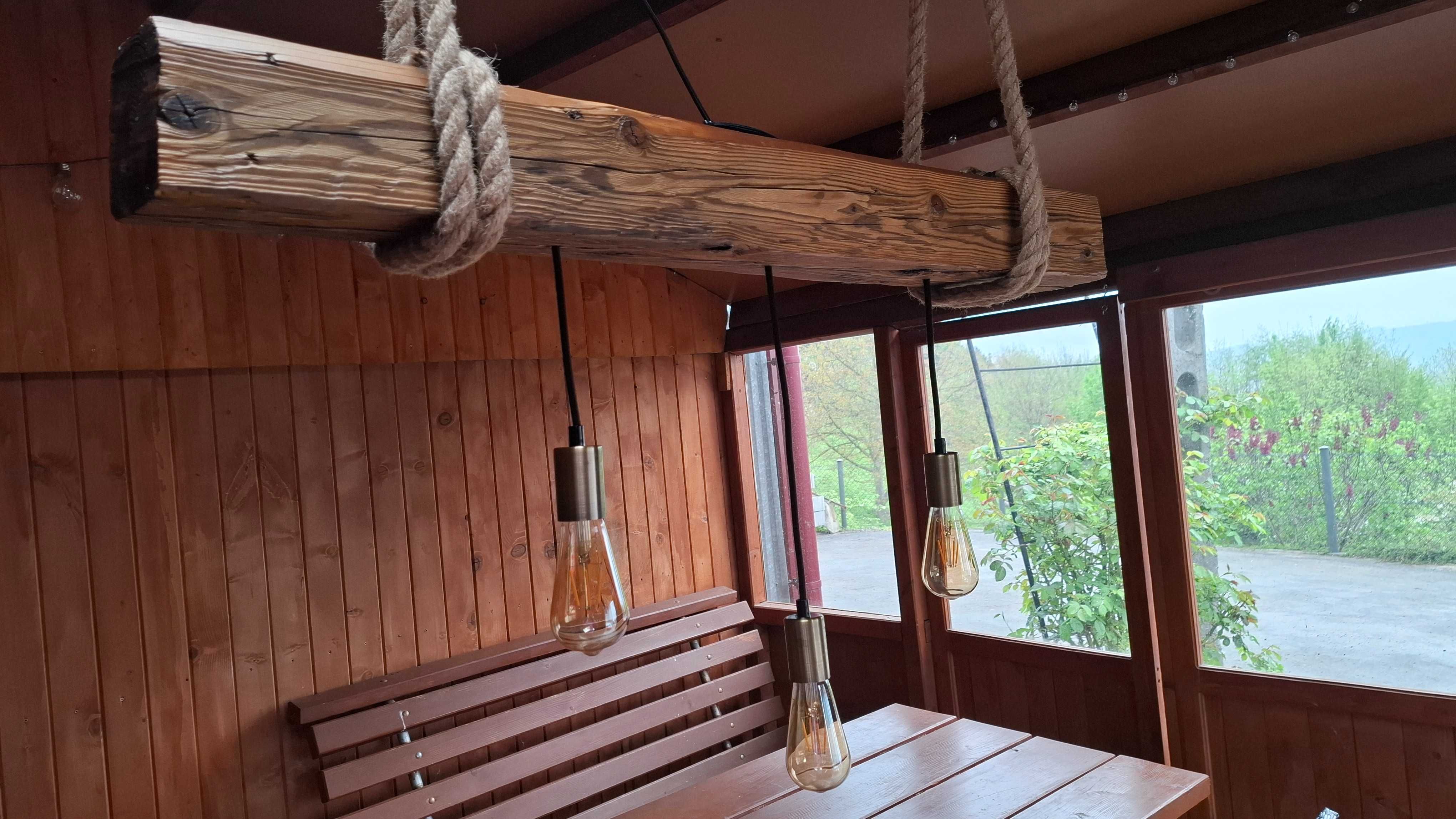 Wisząca Lampa Ze Starej Belki Ręcznie Wykonana Loft