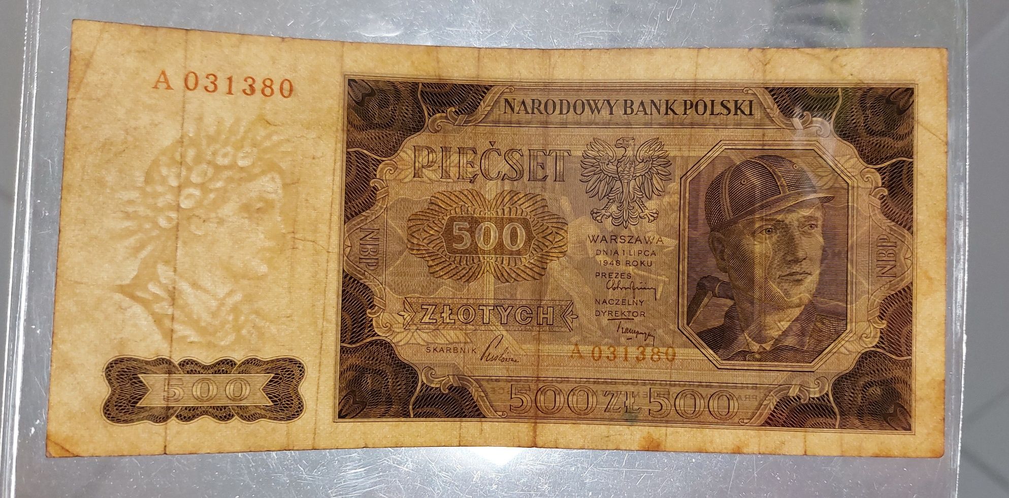 Banknot 500zł 1948r ser A, BARDZO RZADKI