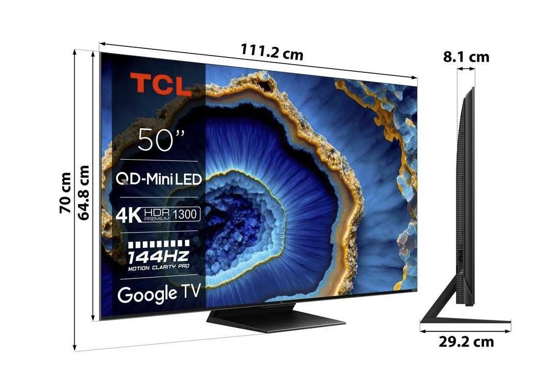 Telewizor TCL 50C809 MINI LED 4K 144Hz Google TV Dolby Vision Dolby A