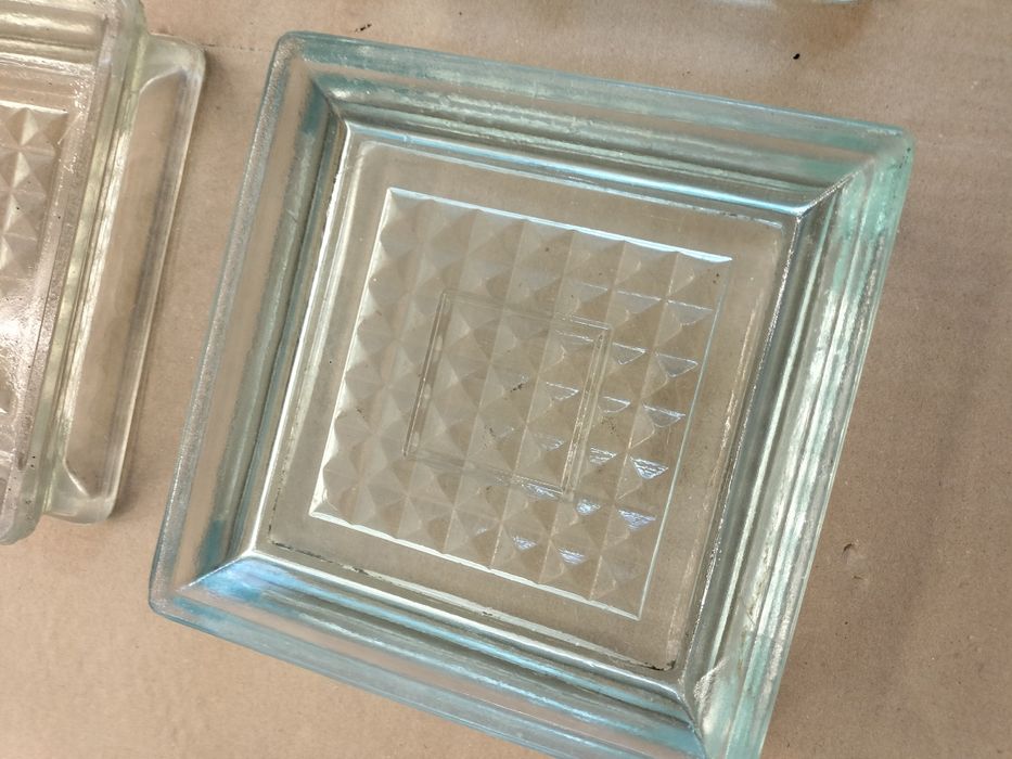 Luksfer szklany  PRL 20 x 20 Popielniczka PRL