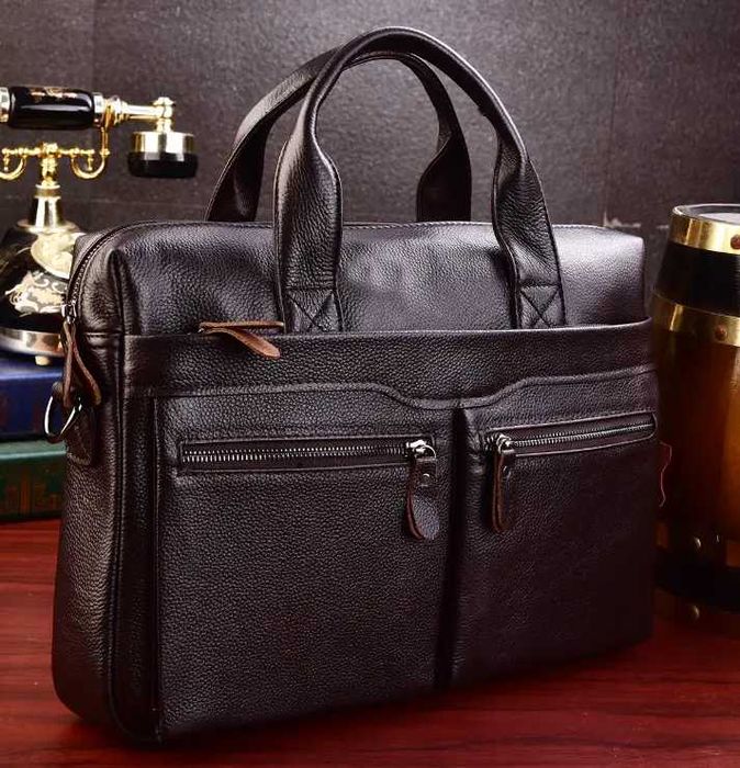 Чоловічий шкіряний діловий портфель для документів з натуральної шкіри