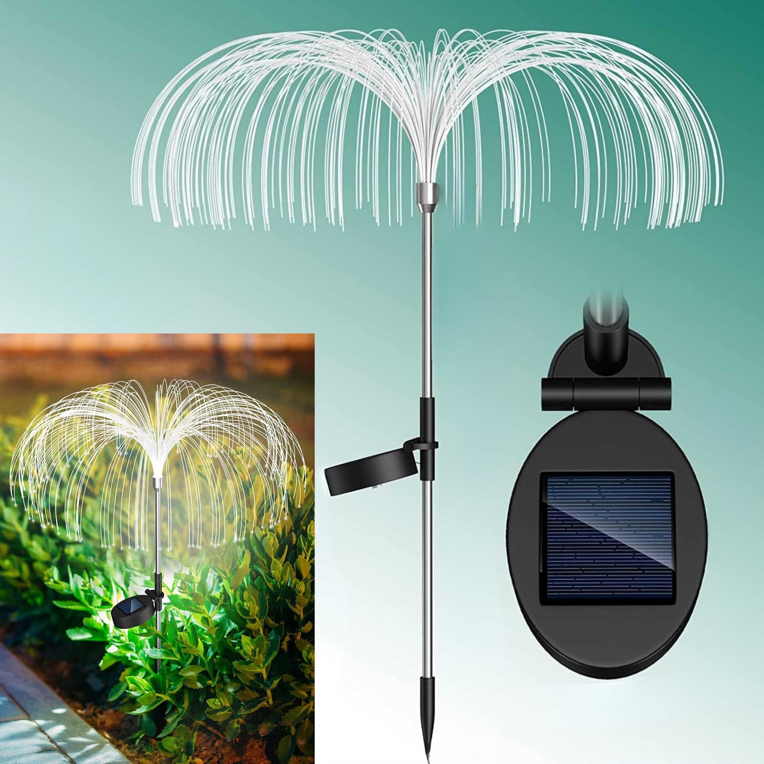 LAMPA Solarna Ogrodowa MEDUZA Wbijana ŚWIATŁOWODOWA Zestaw 2 szt.
